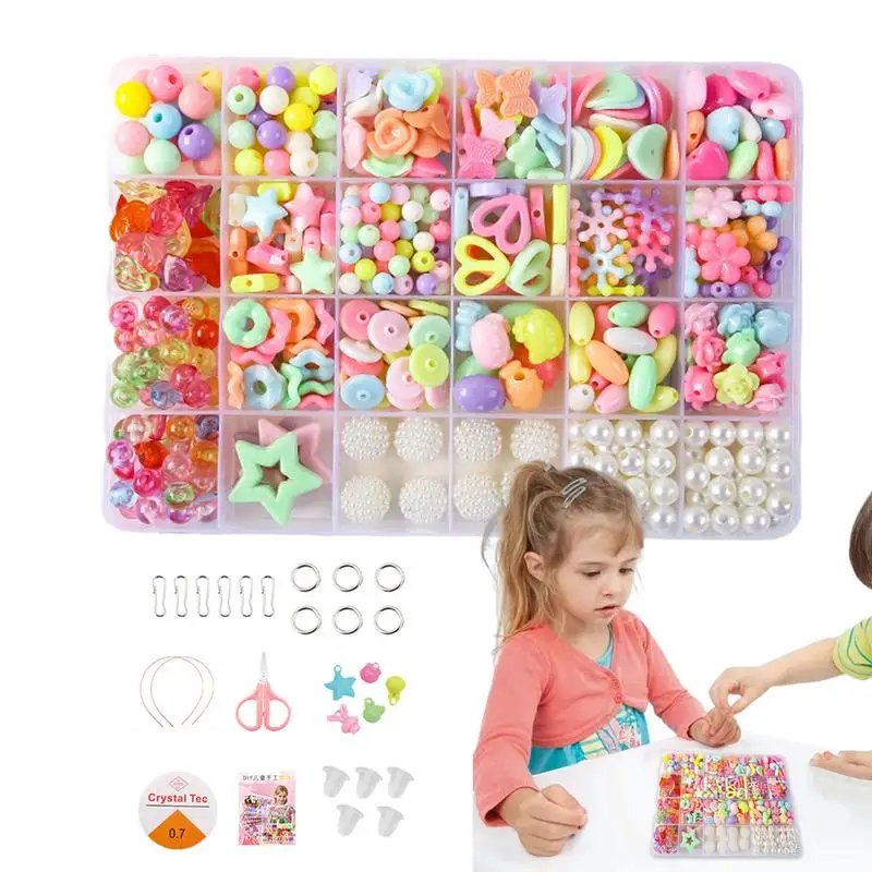 

DIY Handmade Beaded Children's Toy Creative Loose Spacer Beads Crafts Making Bracelet Necklace Jewelry Kit Girl Toy