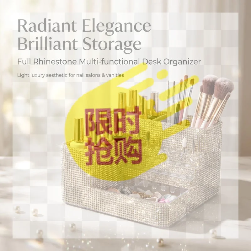 【HBA】1Pcs Large-Capacity Storage Box Multifunctional Rhinestone Nail Art Tool Organizer With 21-Slot Drill Bit Holder