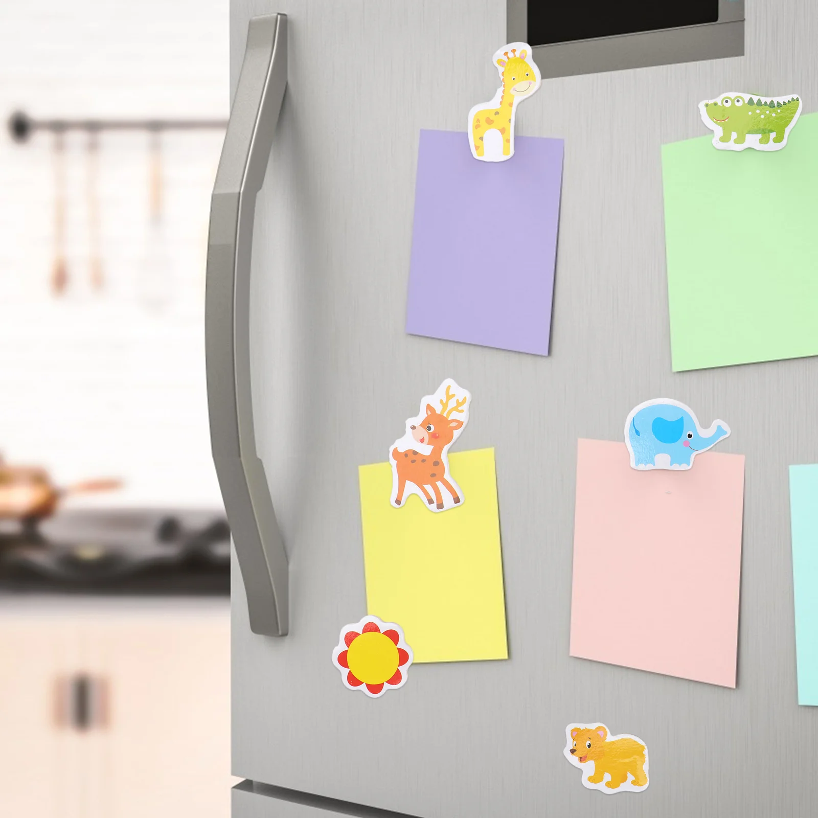 64Pcs Cartoon Animal Refrigerator Magnets Wooden Fridge Magnets Home Decor Magnetic Stickers for Cabinet Whiteboard