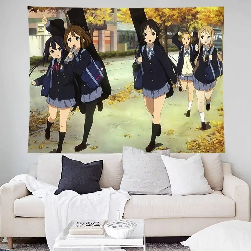 VIKAMA KON Anime Girl Band Wall Hanging Tapestry Cute Cartoon Wall Decor Cloth For Dorm Bedroom Manga Fans Photo Background