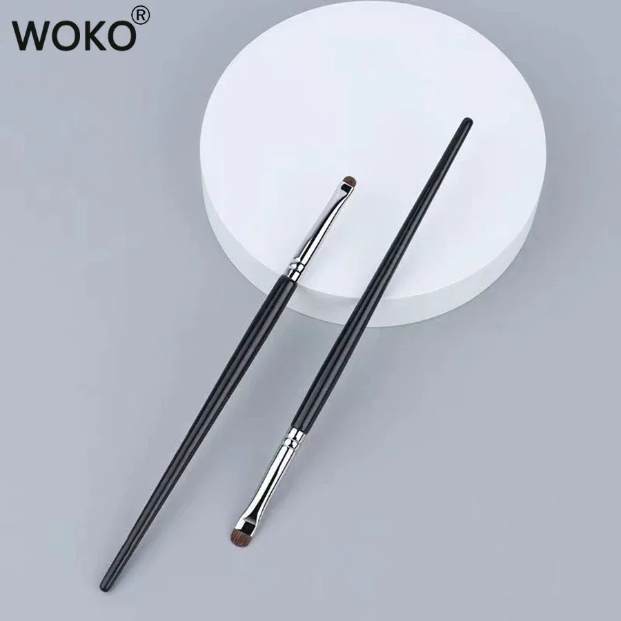 Horse Hair Flat Eyeshadow Brush Precision Smokey Smudge Liner Angled Shader Professional Makeup Brush Tool