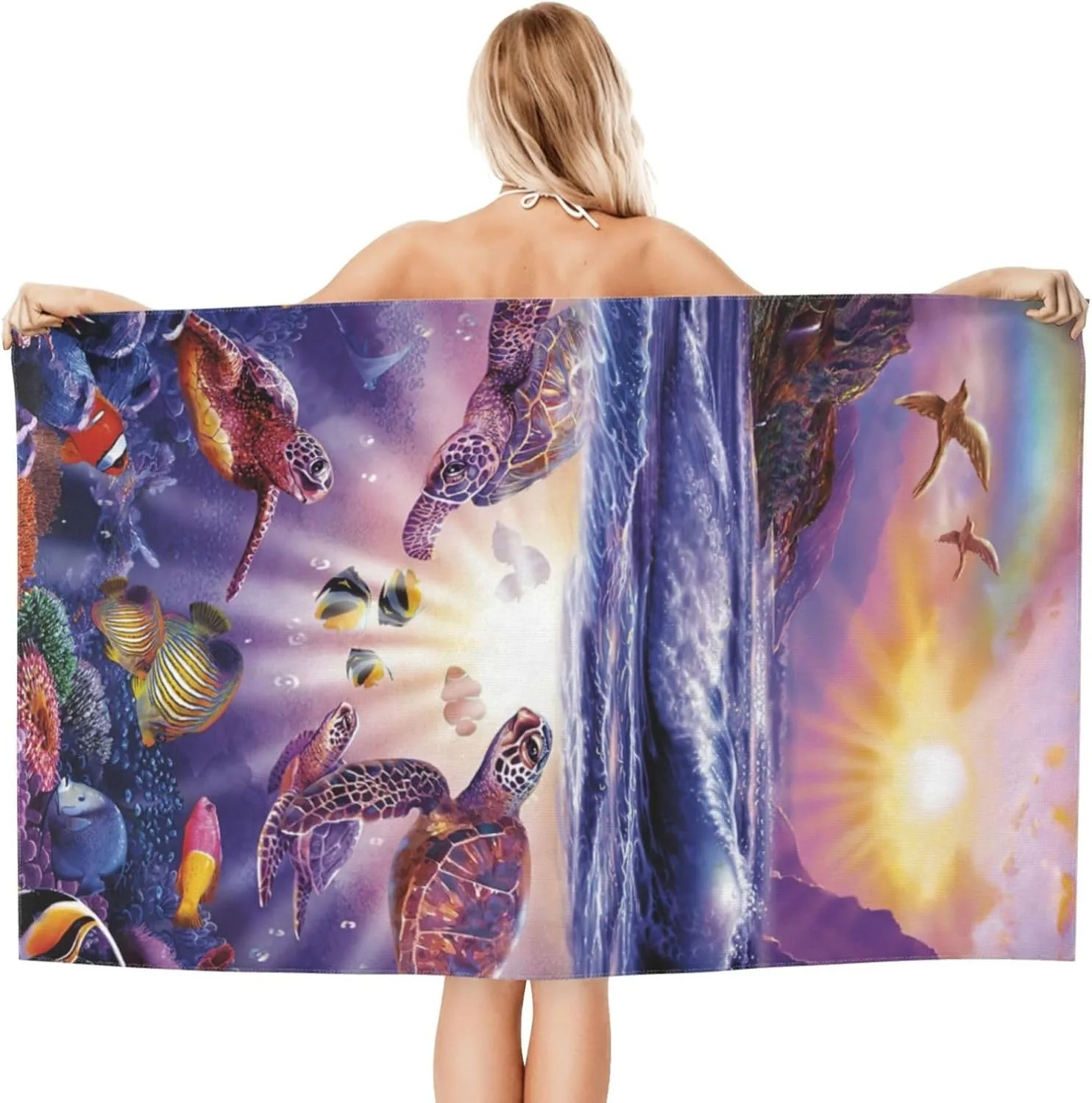 Underwater world Beach Towel for Family stuffs friend Gifts Quick-Dry Sand free For Bath Yoga Tourism Beach Camping Swimming GYM