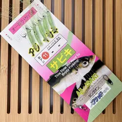Anti-winding Hook Luminous Soft Shrimp Fishing Hook Mackerel Feathers Carbon Steels Simulated Fish Skin String Hook Glow Dark