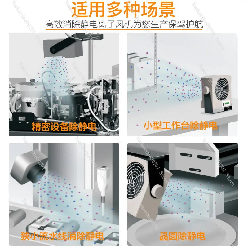 Mini Ionizing Fan 24V DC, Small Static Eliminator for Electronics Assembly, Compact Anti-Static Air Blower