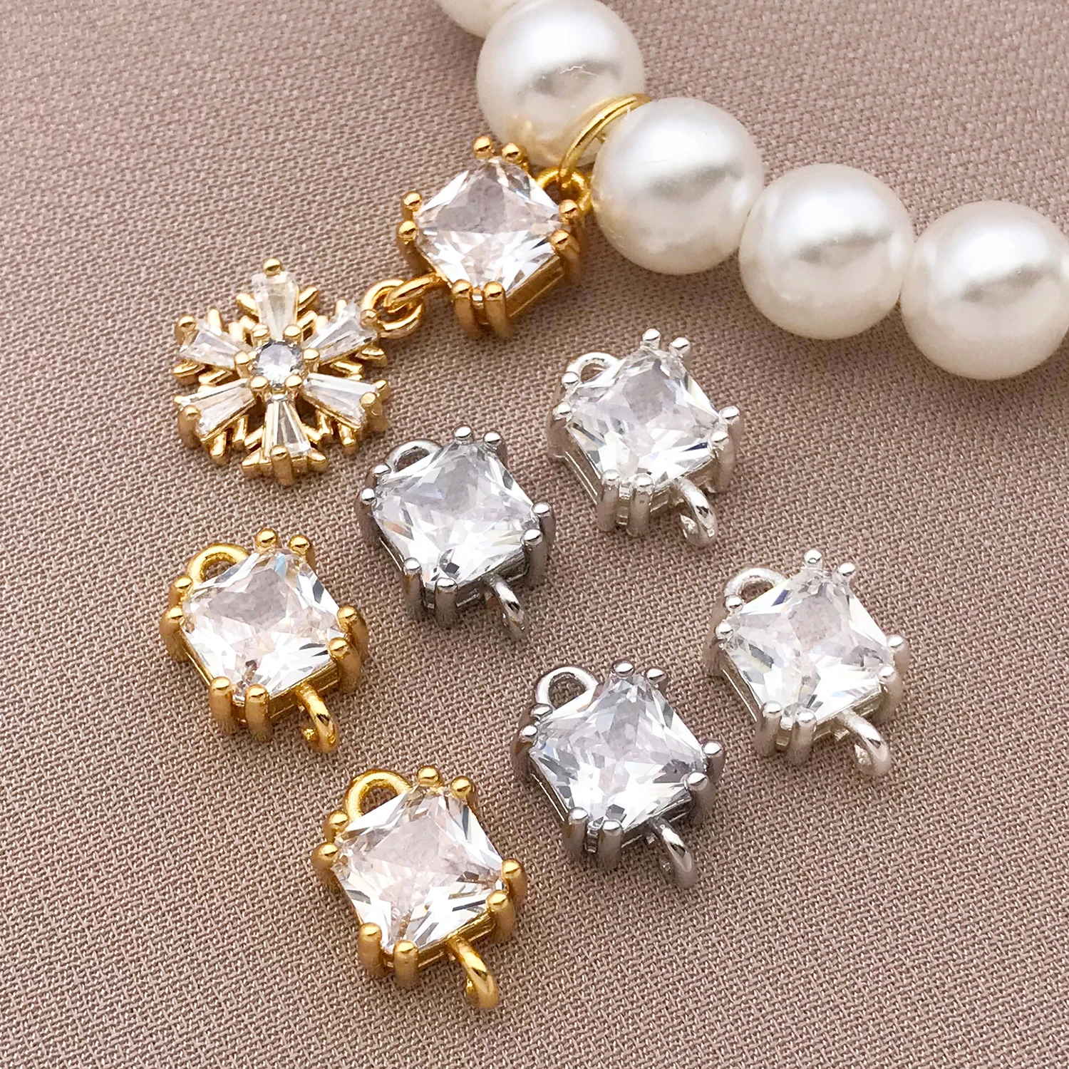 3/6pcs 7x10.5mm 18k Gold Plated Zircon Connectors Pendants Long-Lasting for DIY  Bracelet Necklace Jewelry Making Supplies