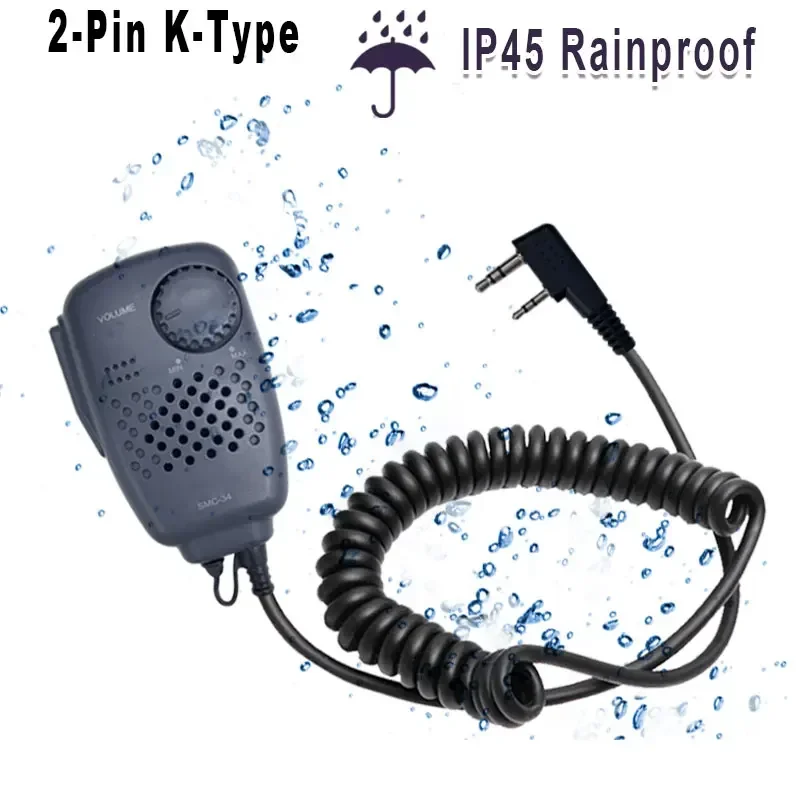 SMC34 Microphone Speaker Mic 2Pin K Type PTT Adjust Volume Control Compatible With Baofeng UV-5RH Pro UV16M WOUXUN Walkie Talkie