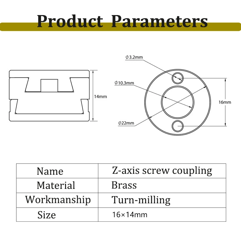 High Quality 16mm Oldham Coupling For VzBoT BLV 3D Printer T8 Z-axis Screw Hot Bed 3D Printer Parts T8 Lead Screw Coupler