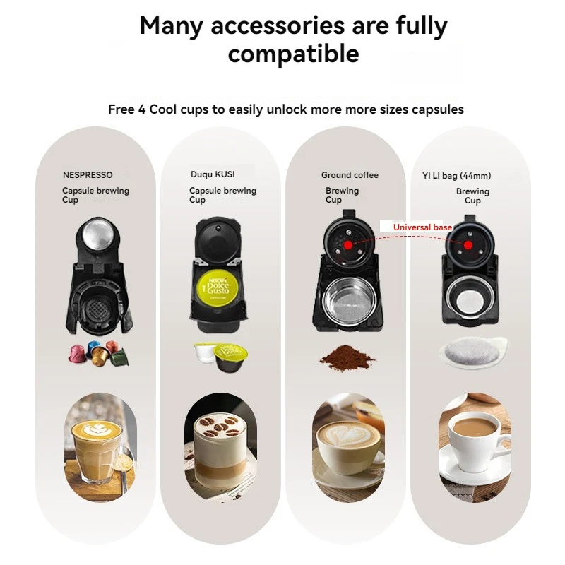 Hot sell19Bar high extraction electric 5 in 1 Capsule Multiple DG/Nes/K-cup capsule Espresso Coffee Maker Machine for hotel room