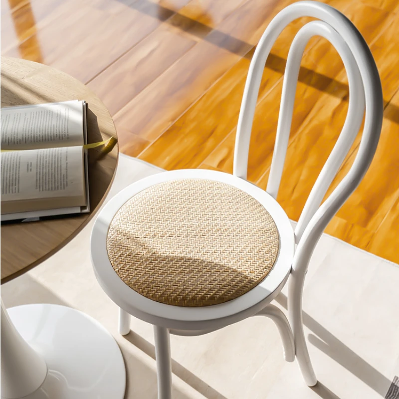 

Mid-Ancient Rattan Thonet Chair Vintage Solid Wood Household Minimalist Solette Chair Armchair Nordic Sana Dining Chair