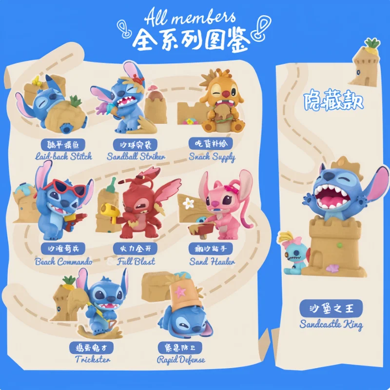 มินิโซ ตุ๊กตาสติทช์น่ารัก ซีรีส์ Little Gold In Stock แบบกล่องสุ่ม ตุ๊กตาตกแต่งฉากชายหญิง ของขวัญวันเกิดและวันหยุด