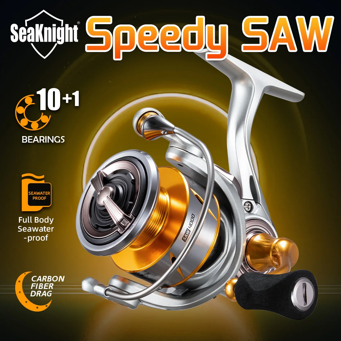 SeaKnight marque scie rapide moulinet de pêche en eau salée 10 + 1BB moulinet complet résistant à l'eau de mer en Fiber de carbone glisser jusqu'à 11KG