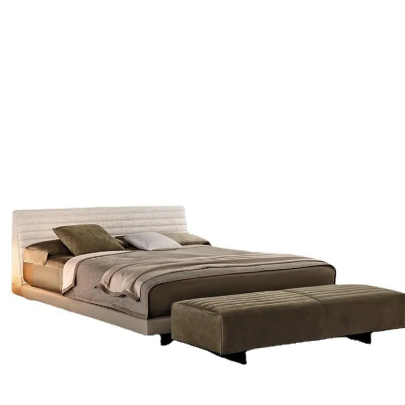 For Italian Minimalist Holstered Bed Room Set Furniture Design for Villa Bedroom or Wedding Room Double Soft Pack Model the Bed