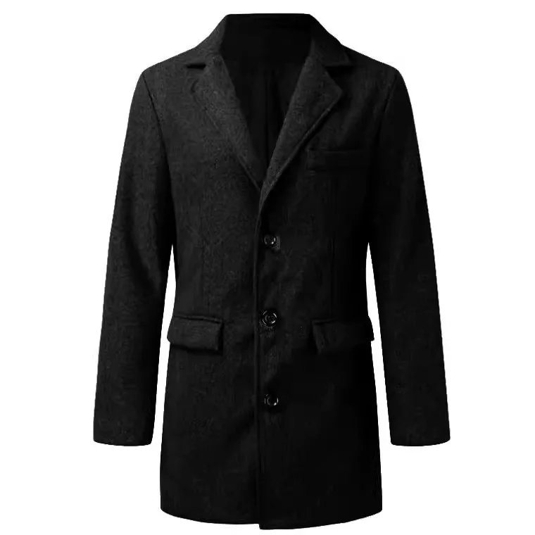 

Slim Fit Solid Color Mens Coat Winter New Wool Blend Jacket High Quality Fashion Casual Jacket Mens Double Breasted Trench Coat