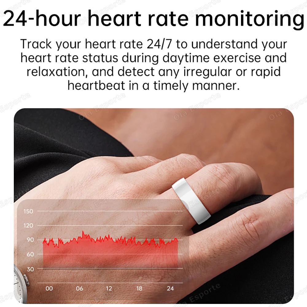 2025 New Ceramic Smart Ring Blood Oxygen&Pressure Sleep Monitoring Sports Tracking Remote Care IP68 Waterproof Men Women Rings