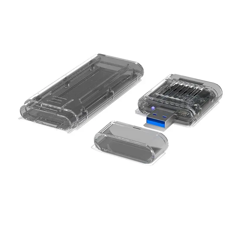 FFYY-Detachable M.2 Nvme SSD Enclosure M.2 To Type-A USB3.2 External Adapter NVME SSD Case Laptop Accessories Clear Grey