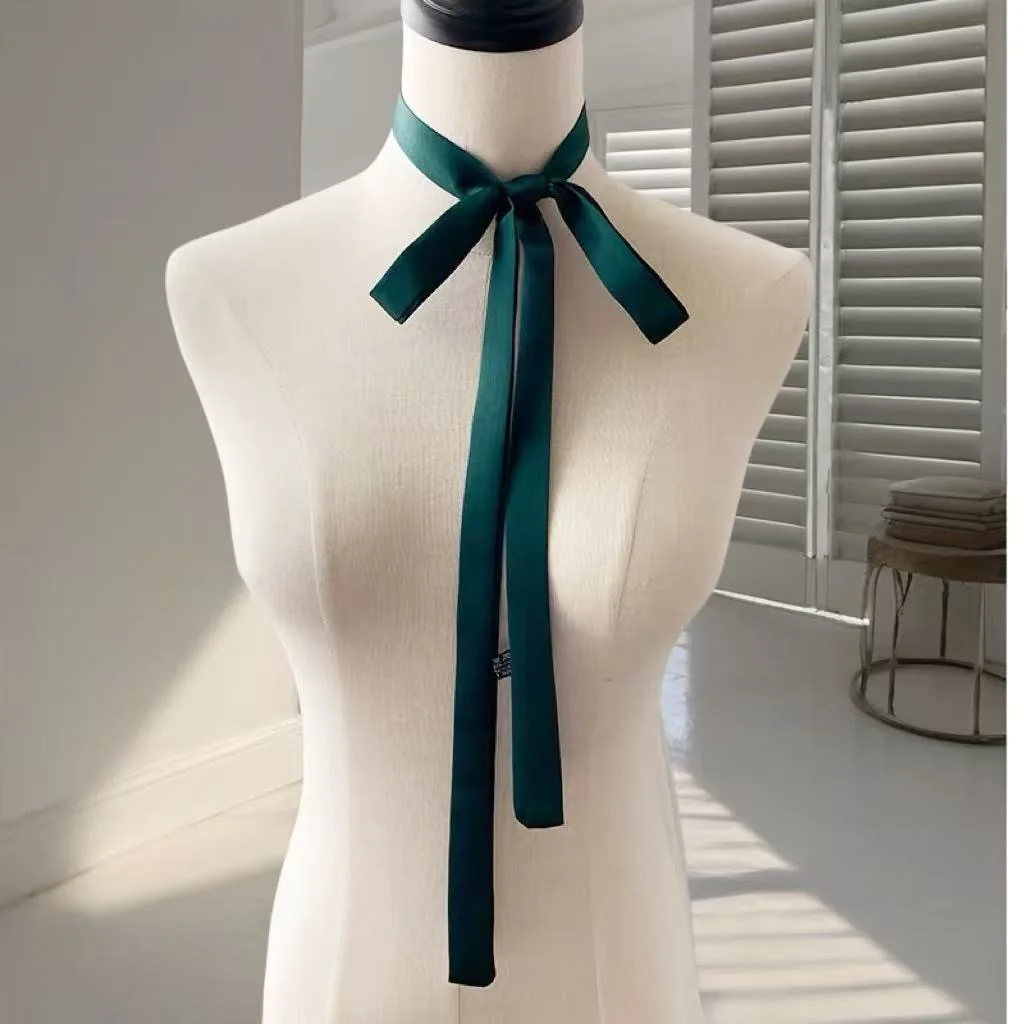 Handcrafted 160cm Korean Thin Scarf Women All Season Decorative Ribbon Belt Neck Tie Bag Strap Pure Color Lightweight Fashion