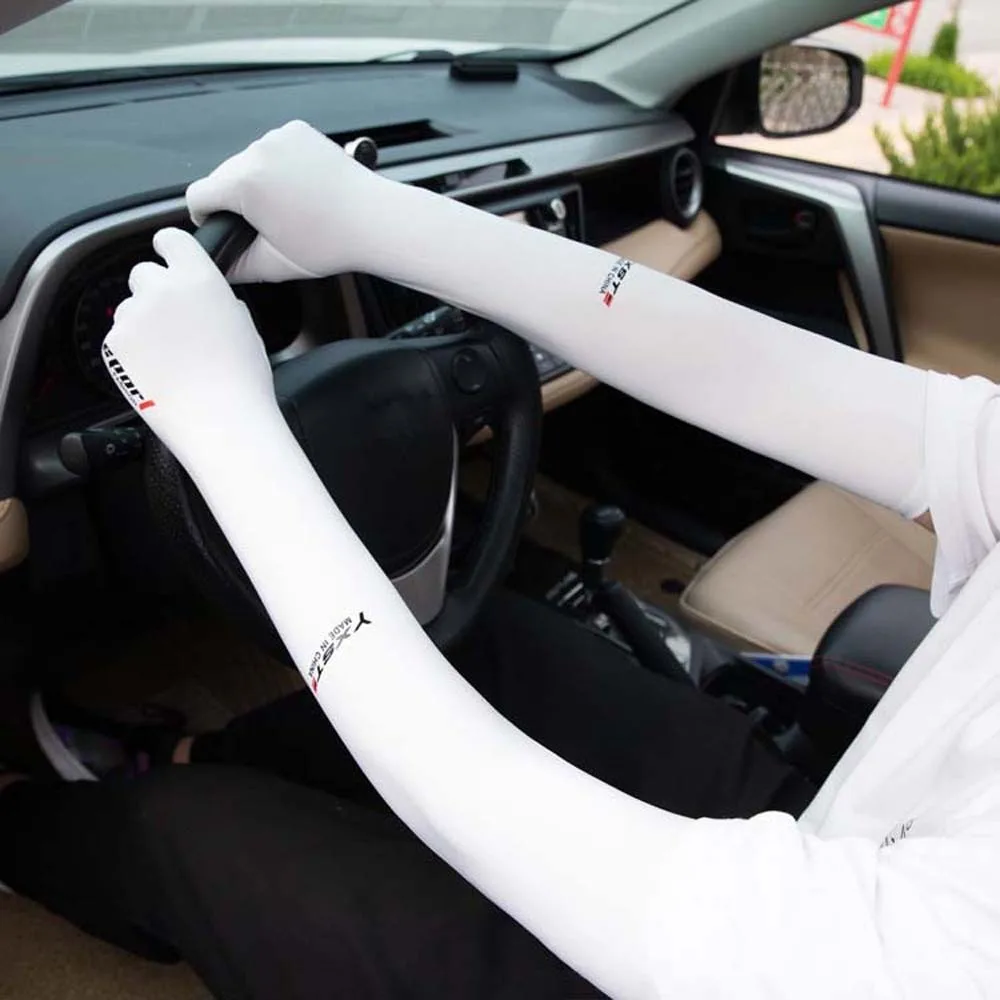Thin Half Finger Ice Sleeves Two Fingers with Exposed Breathable Summer Long Arm Covers Polyester Sweat-absorption