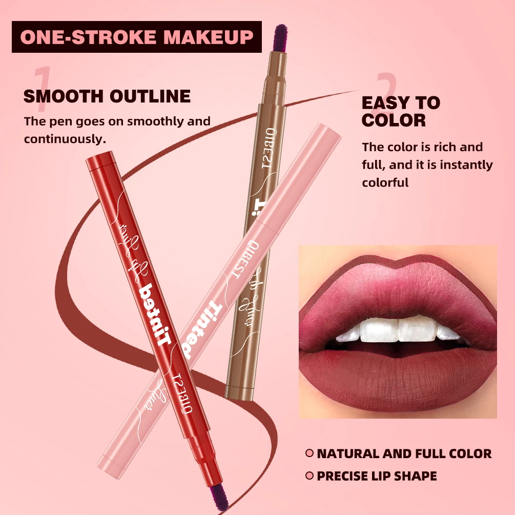 QIBEST 5 Colors Lipstick Lipliner Nude Matte Lip Liner Pen Non-Drying Waterproof Plumping Outline The Lips Contour Makeup Beauty