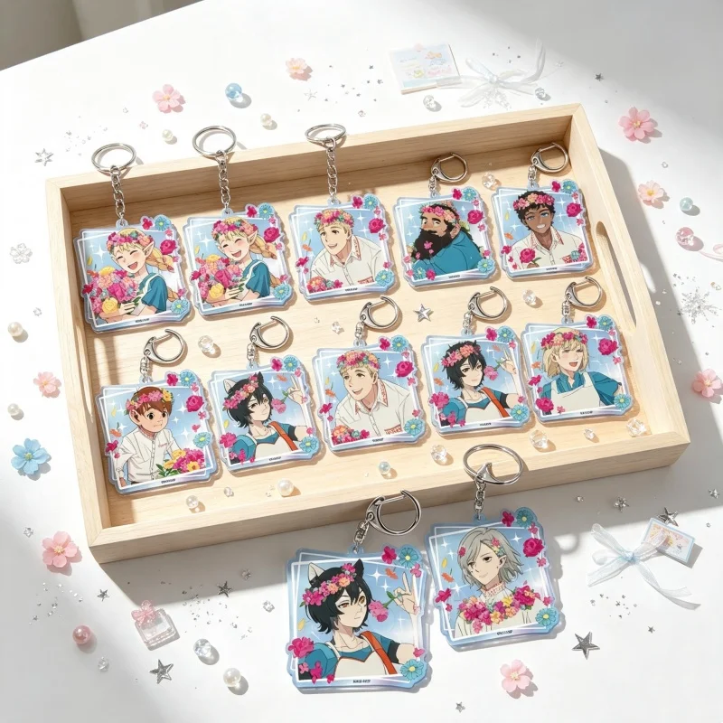 Anime Delicious in Dungeon Acrylic Pendant Keychain Backpack Pendant Senshi Gifts Schoolbag, Car Ornament, Decoration 6cm 8pcs