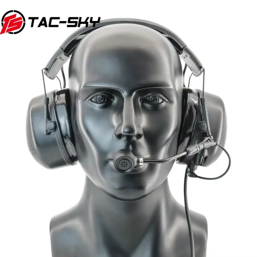 Headset Pelindung Pendengaran Peredam Kebisingan Fisik TS TAC-SKY dengan PTT Taktis U94 untuk Ken Baofeng