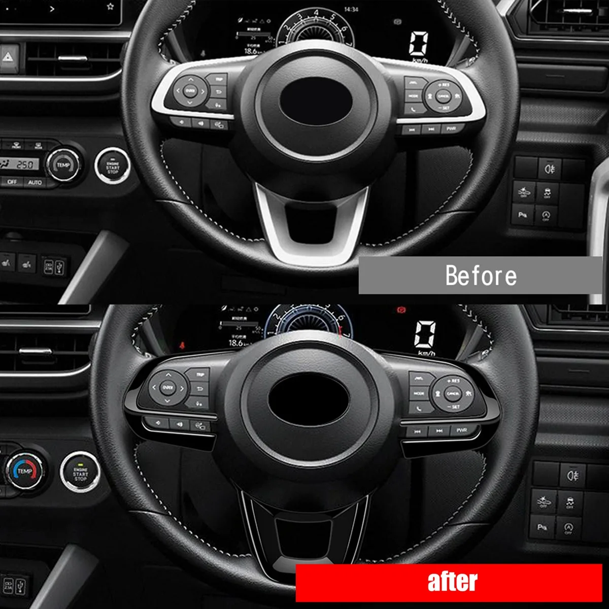 غطاء من ألياف الكربون ، ملصق زخرفي لتويوتا رايز سيارة سلسلة 210A = VELOZ عجلة قيادة ، 3 = = لكل مجموعة