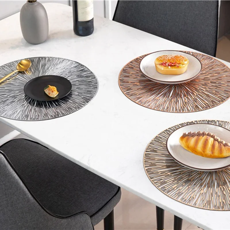 PVC Hollow Round Placemat Heat Insulation Table Mat Non-slid Plate Cup Pot Pad Kitchen Accessories Decoration Home Pad Coaster 2