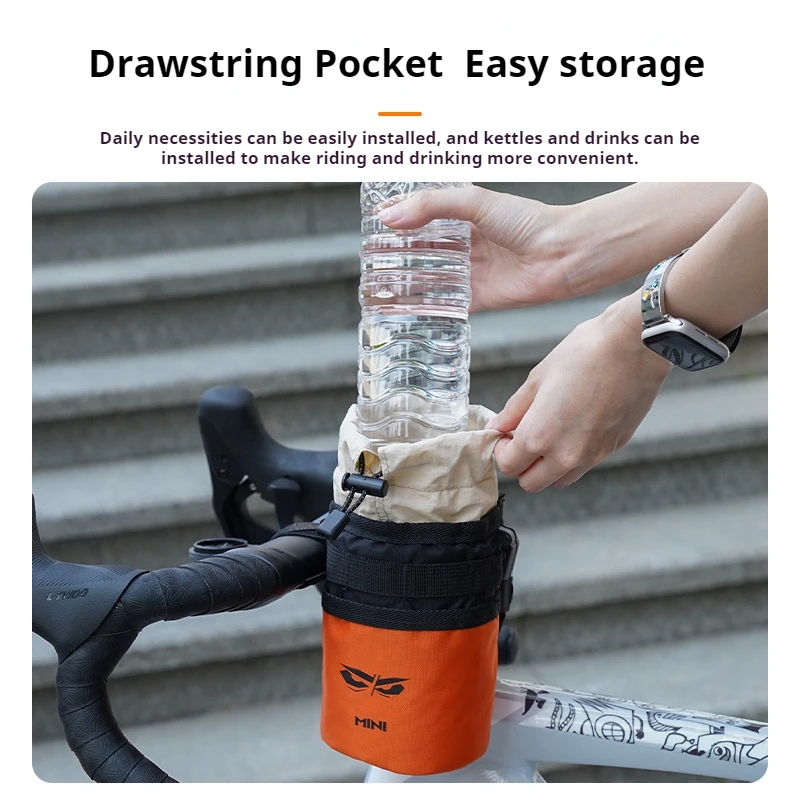 ENLEE Bicycle Kettle Bag Folding Car Water Cup Water Bag Handlebar Hanging Bag Road Bike Drawstring Harness Front Bag