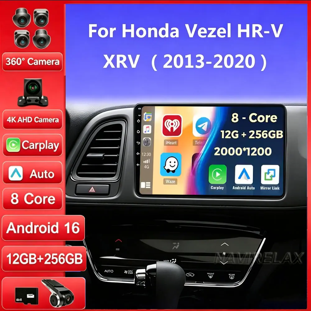 Android 16 Für Honda Vezel HR-V HRV XRV 2015 2016 2017 2018 2019 2020 Autoradio Multimedia-Player Carplay Auto GPS-Navigation 4G