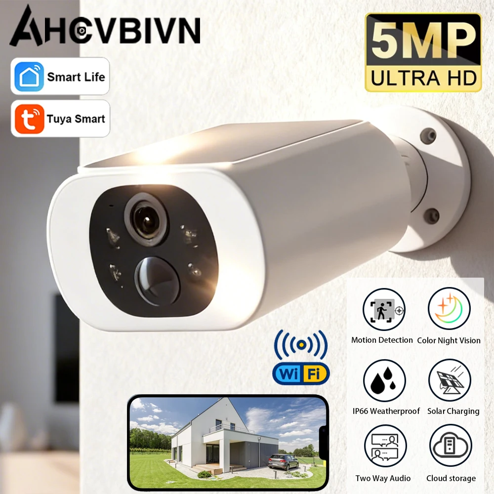 

2K Solar Wifi Camera Outdoor Surveillance Battery Wireless Camera Humanoid Detection Two Way Talk HD Color Night Vision