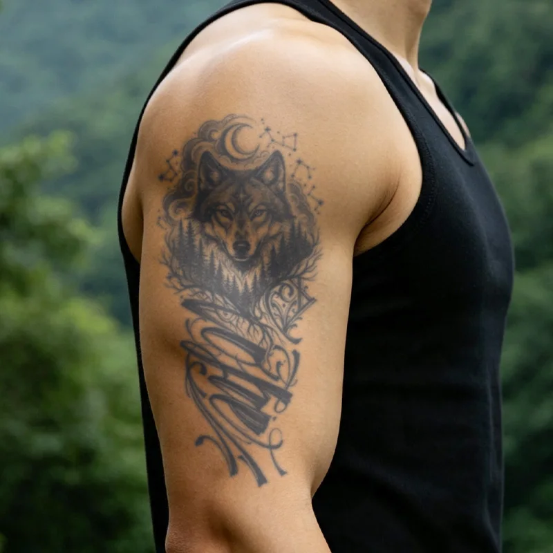 Gotische Zitat-Kräuter-Tattoo-Aufkleber, langanhaltend und wasserfest für 1-2 Wochen, für Männer & Frauen, Arm, Bein, Brust. – Detail 5