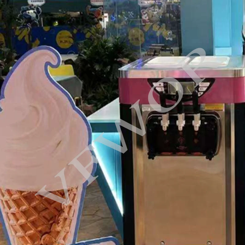 Commercial Stainless Steel 3 Flavor Soft Ice-cream Maker Machine for Restaurant Tabletop Ice Making Machine