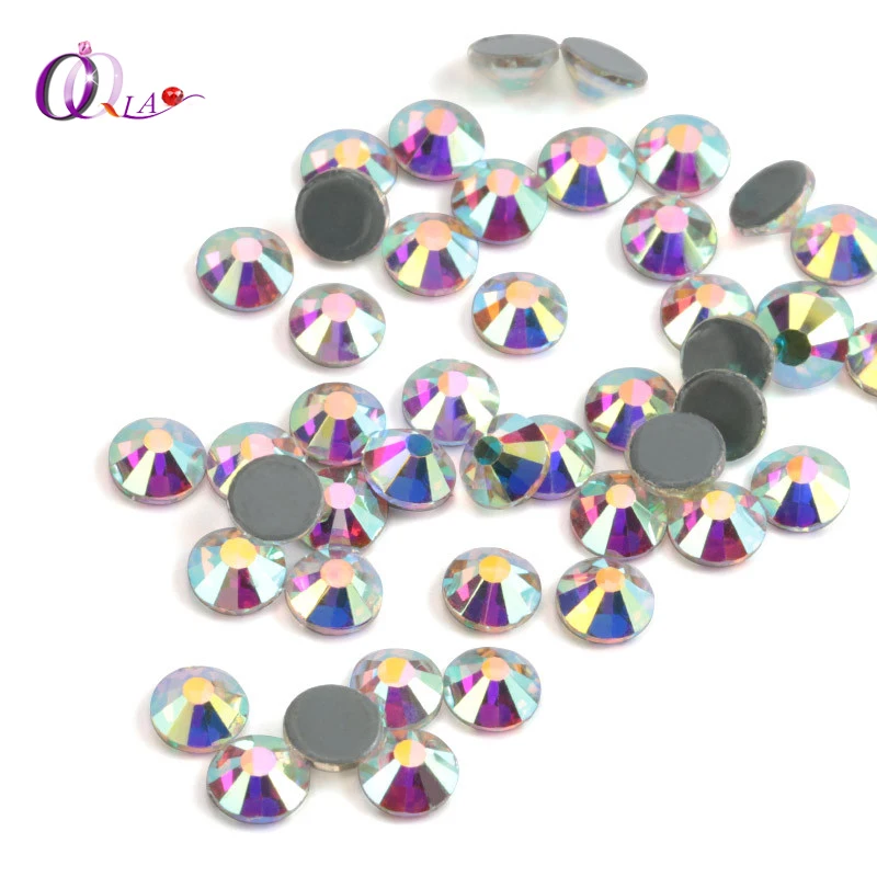 QIAO-diamantes de imitación de fijación por calor para ropa, piedras de Cristal AB para planchar, para uñas, botas, manualidades, alta calidad, SS3-SS50