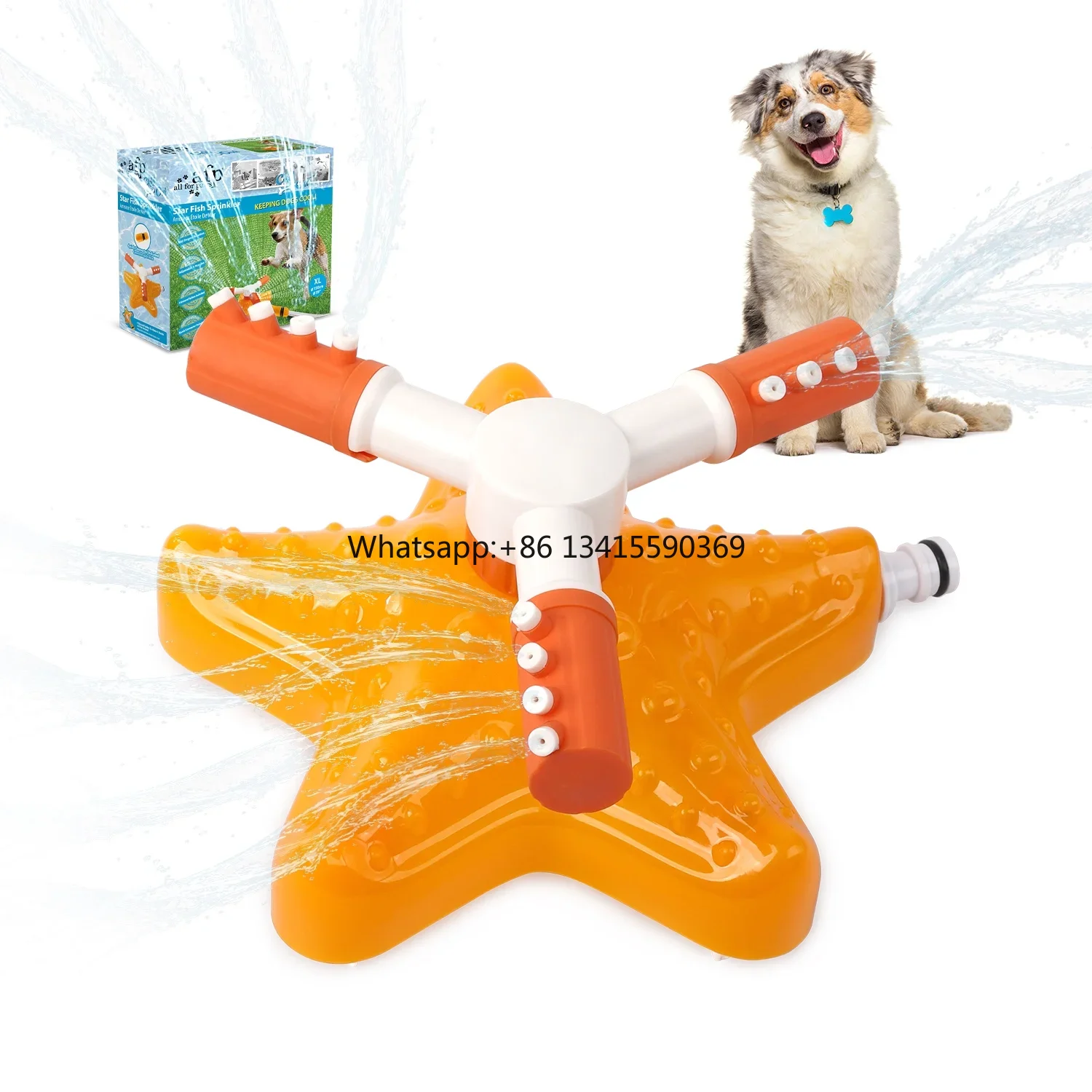 

Hot Summer Outdoor Garden Dog Water Fountain 360-degree Rotating Star Fish Sprinkler Interactive Pet Water Cooling Down Toy