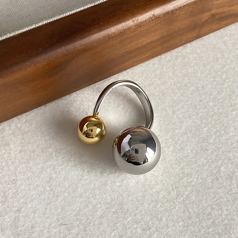 Doppel kugel offene Ringe für Frauen minimalist ische einfache Ringe einzigartiger eleganter cooler Schmuck neu im Jahr 2024