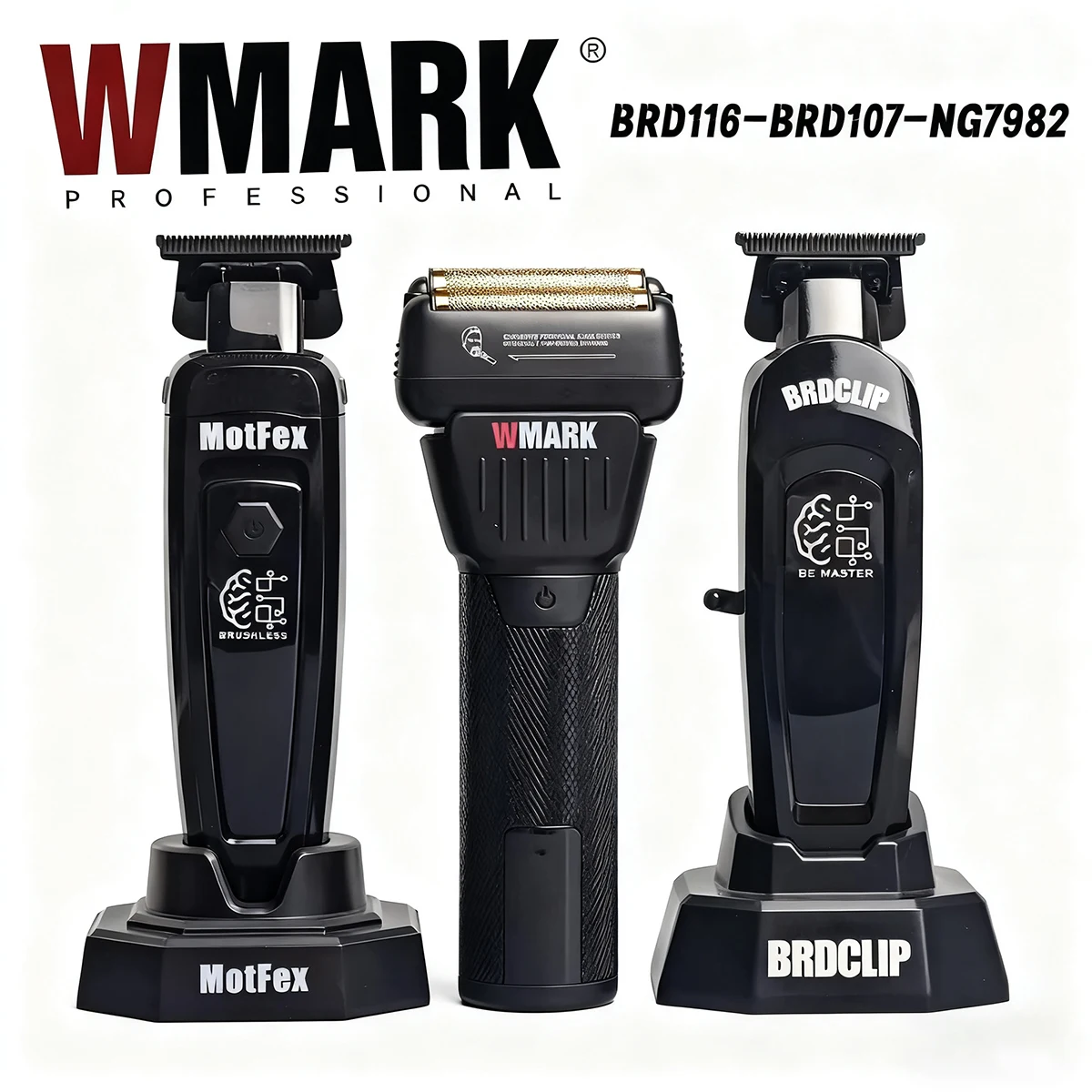 

Профессиональная машинка для стрижки волос BRDCLIP Barbershop 116 107, триммер 7982, 9000PRM, электробритва, зарядная база, черный зажим