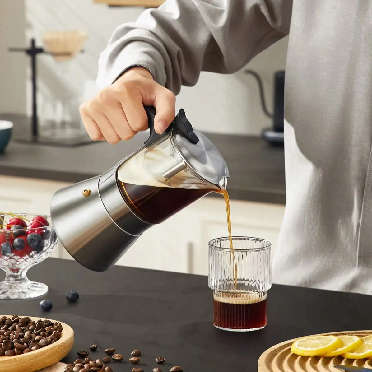 6/9Cup Coffee Maker Stainless Steel Espresso Maker Moka Pot Espresso Maker For Home Kitchen Camping Coffee Pot Back To School