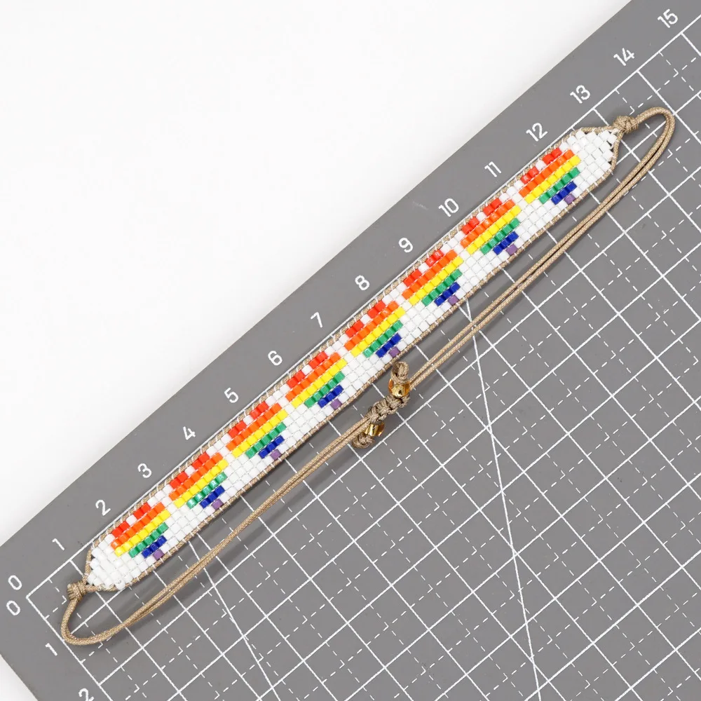 

Rice bead bracelet Creativity Heart Pattern Bohemia Gradient color Hand weaving Adjustable Female Fashion Beaded bracelet
