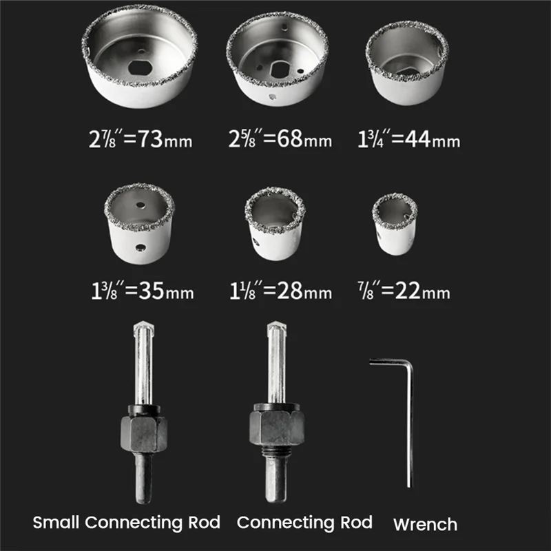 

HITL 9 шт. набор сверл с алмазным покрытием, плитка, стекло, керамика, кольцевая пила, сверла для электроинструментов 22 мм-73 мм