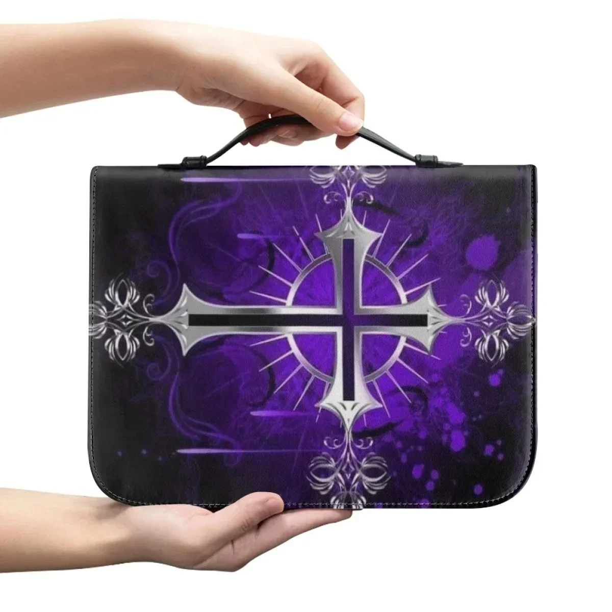 Christian Cross Custom Handbag for Women Genuine Leather Bible Bag Study Book Holy Storage Boxe Practical Bible Case with Pocket