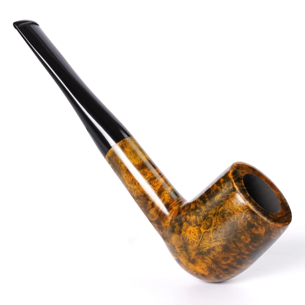 Handmade briar tobacco pipe classic straight handle pool pipe 9mm pipe channel acrylic pipe mouth beginner smoking pipe gift