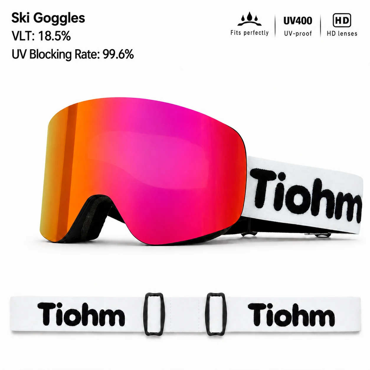Magnetic Flip Double-Layer Anti-Fog Ski Goggles, Outdoor Sports Optical Protection Eyewear for Snowboarding & Snowmobiling
