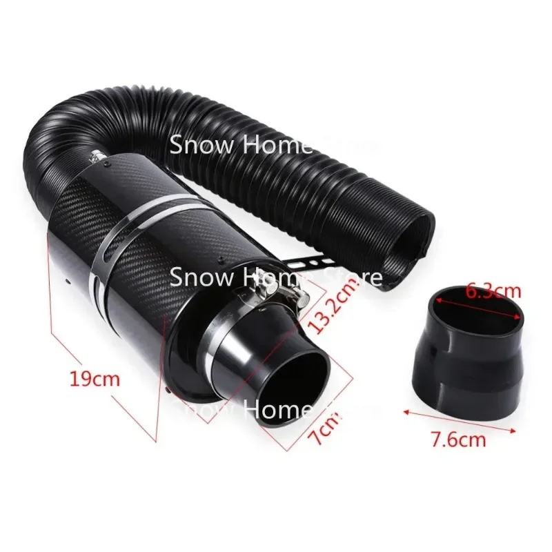 

1 Set Of Carbon Fiber Cold Air Filter Intake Closed Intake Induction Tube Automotive General Hose Kit