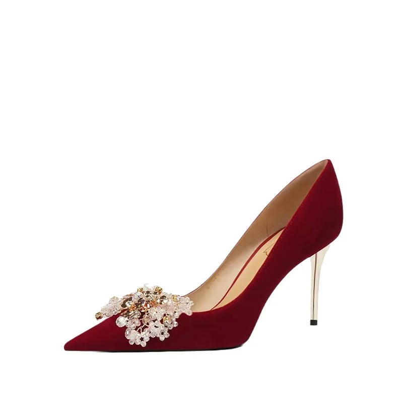 

36 красных свадебных туфель, свадебные туфли, китайское свадебное платье Xiuhe, два обручальных тостов, туфли на высоком каблуке из овчины Zapatillas De Mujer