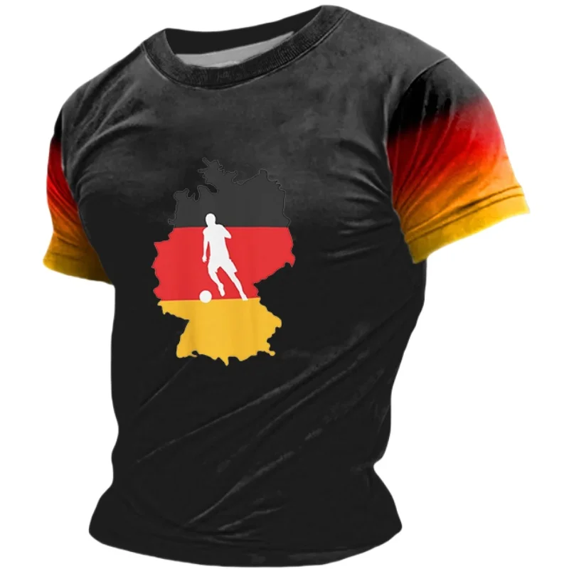 Niemcy t-shirt z nadrukiem dla mężczyzn letnie Niemcy Jersey z okrągłym dekoltem z luźna krótka rękawem Deutschland koszulka sportowa Top odzież