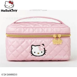 Sanrio Japanese New Cartoon Cute Hello Kitty Embroided Tote Bag, Y2k Girl's PU Storage Bag, Large Capacity Zipper Makeup Bag,