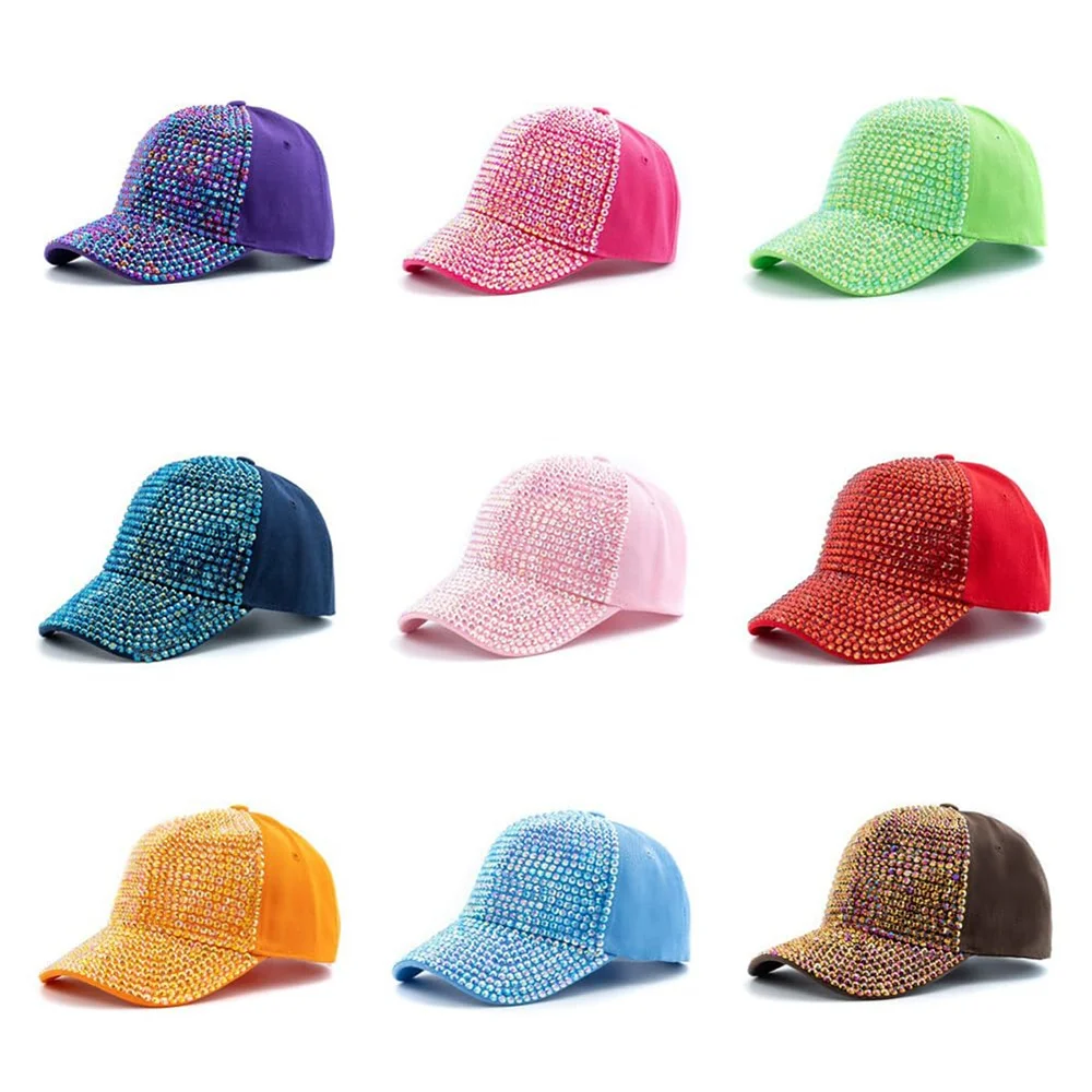 2025 New Women Diamond Inlay Cap Simple Plain Baseball Cap Female Adjustable Casual Outdoor Streetwear Fashion Hat