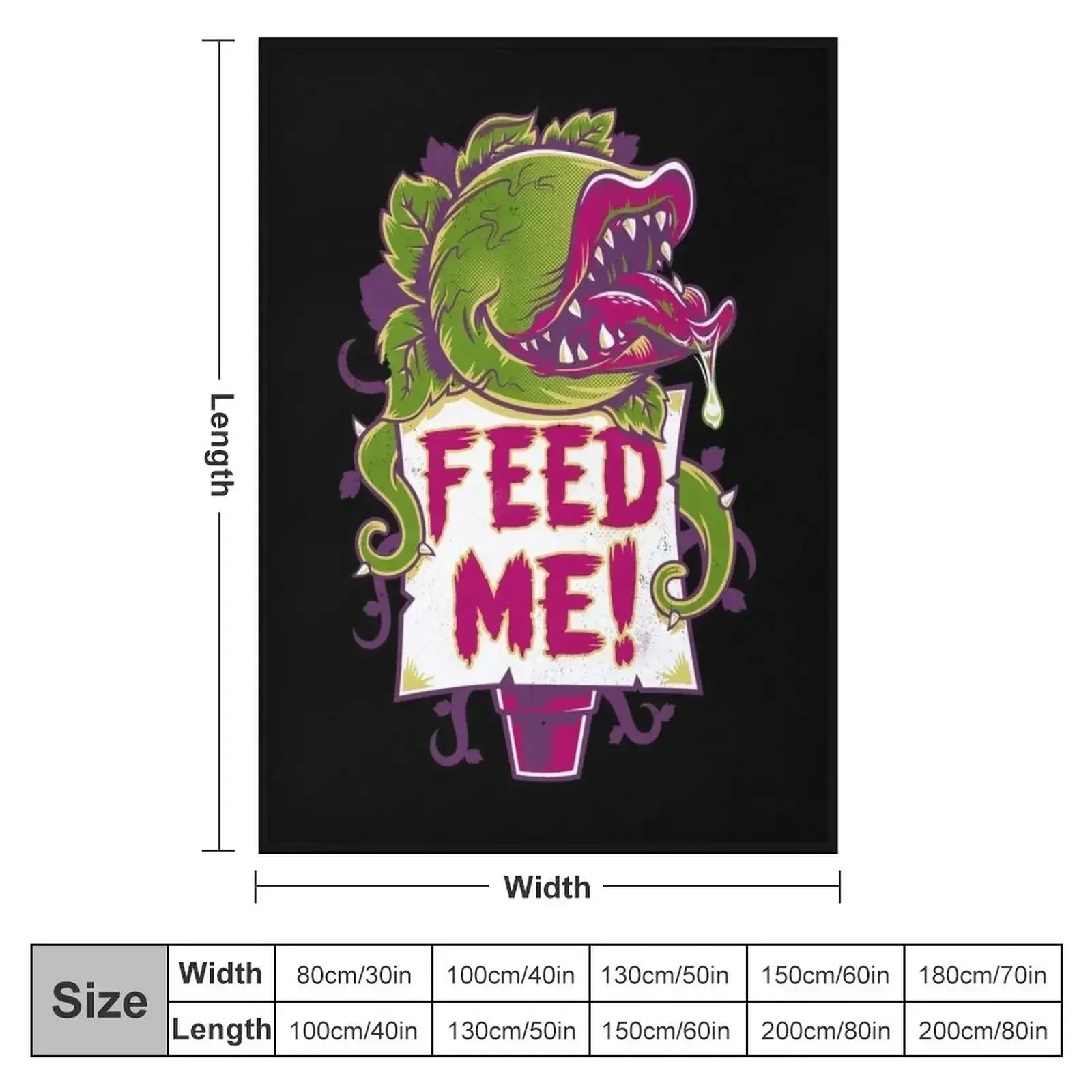 Feed Me - Creepy Cute Audrey Plant - Vintage Spooky Horror Musical Throw Blanket