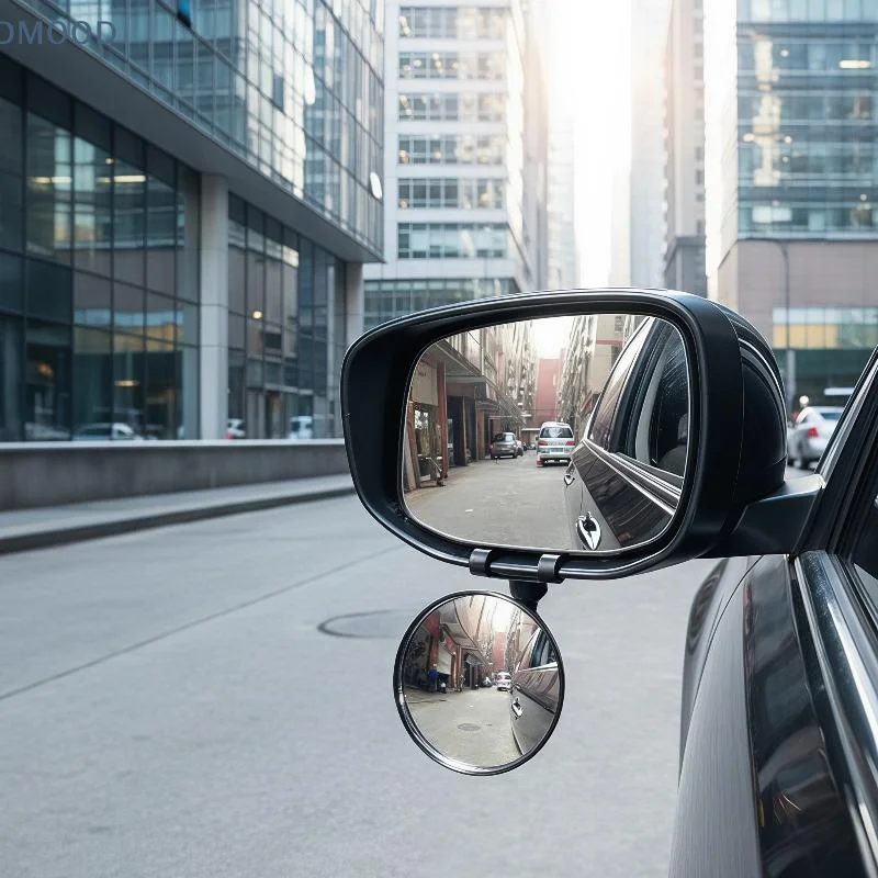Car Auxiliary Round Rearview Mirror 360 Rotation Wide Angle Convex Adjustable Eliminate Blind Spot for Safe Lane Changing Use