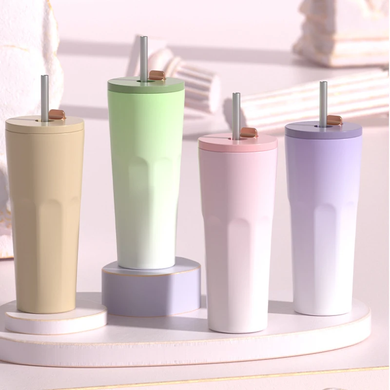 

2024 New 700ml Large Capacity Automatic Bounce Gradient Vacuum Straw Cup High Appearance Stainless Steel Insulation Cup