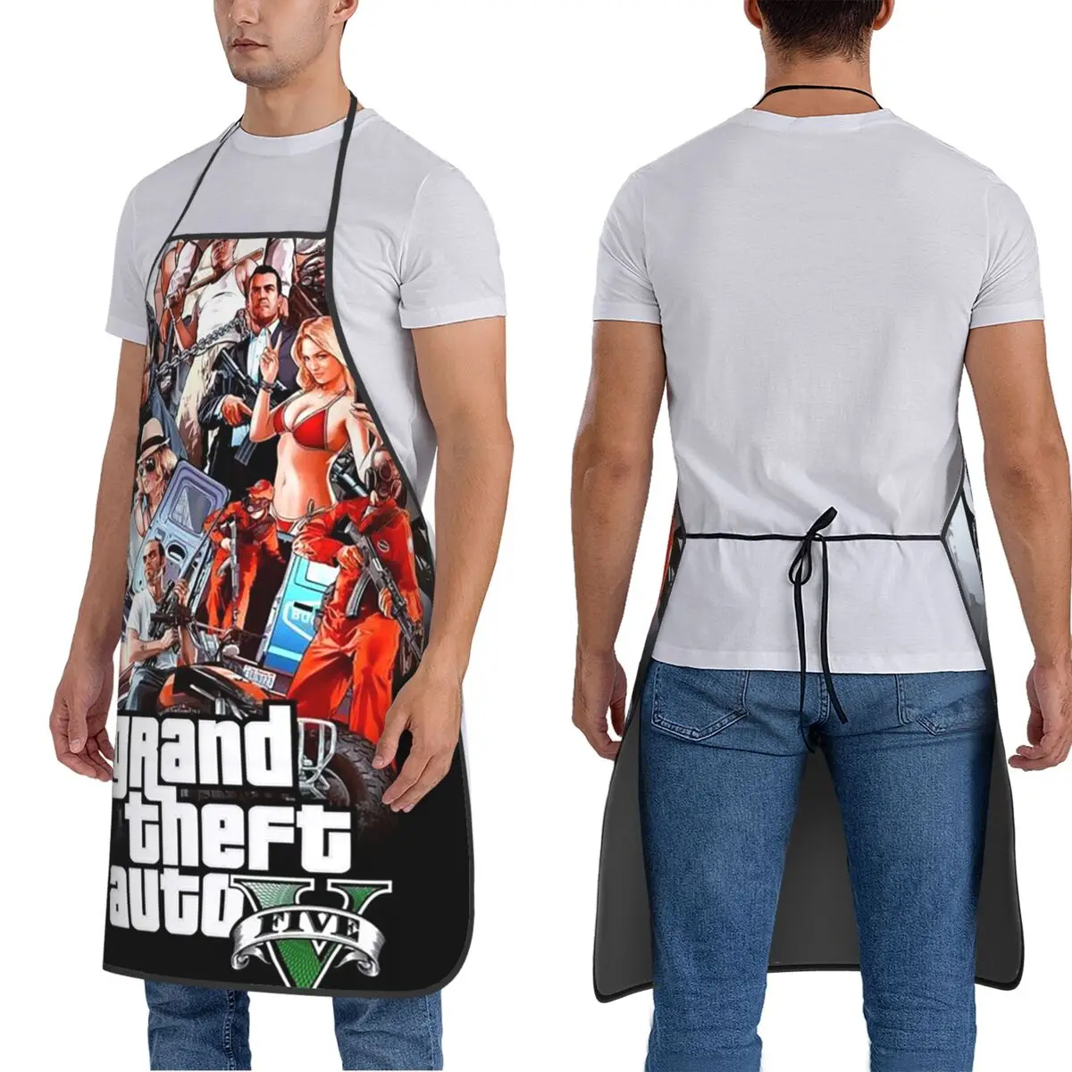 سرقة السيارات الكولاج مغامرة لعبة GTA المئزر الشيف الطبخ المطبخ Tablier مريلة مقاومة للماء تنظيف المطبخ بينافور #3